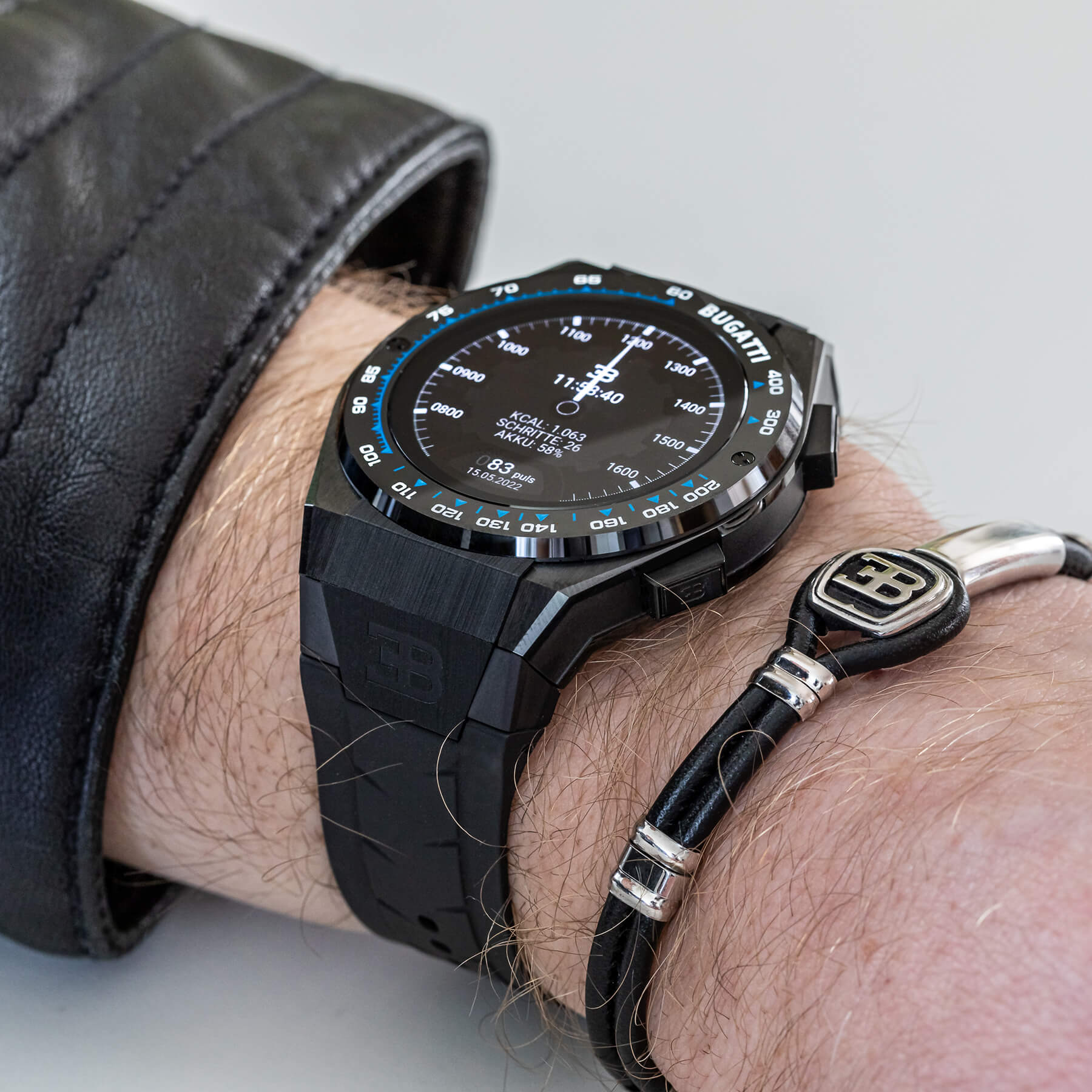 Leather & Sterling Silver Bracelet Black